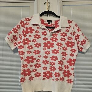 Ontwelfth Daisy Print Polo Sweater - LARGE